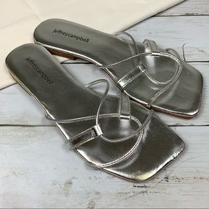 Jeffrey Campbell Metallic Square Toe Y2k Sandals